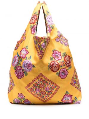 Φλοράλ τσάντα shopper με σχέδιο La Doublej κίτρινο