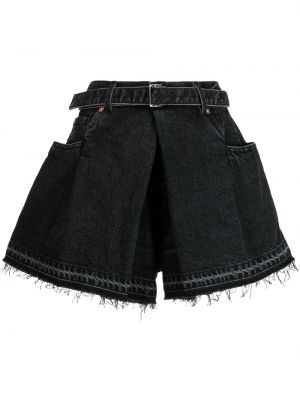 Szorty jeansowe plisowane Sacai czarne