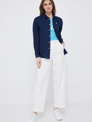 Льняная рубашка Polo Ralph Lauren синяя