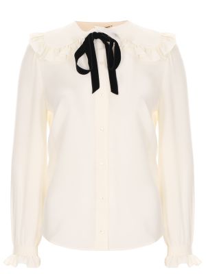 Шелковая блузка Saint Laurent белая