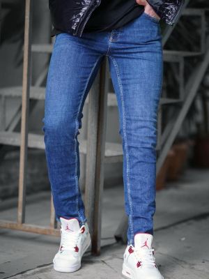 Slim fit kitsa lõikega teksapüksid Madmext sinine