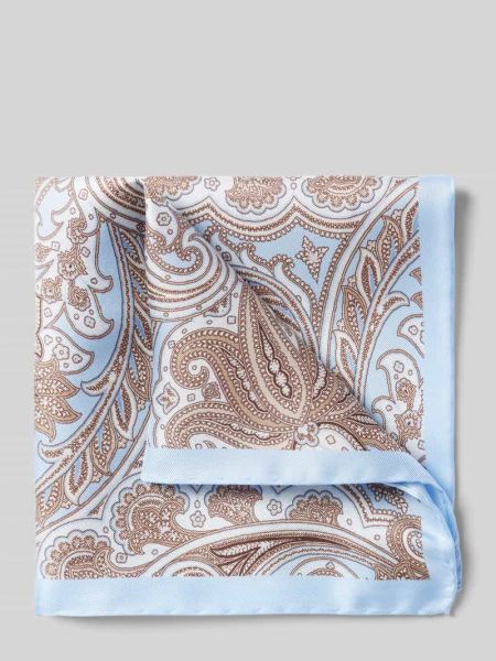 Jedwabny krawat z wzorem paisley Verugia błękitny