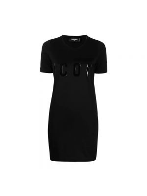 Sukienka koszulowa z nadrukiem Dsquared2 czarna