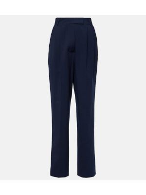 Rovné kalhoty s vysokým pasem The Frankie Shop modré