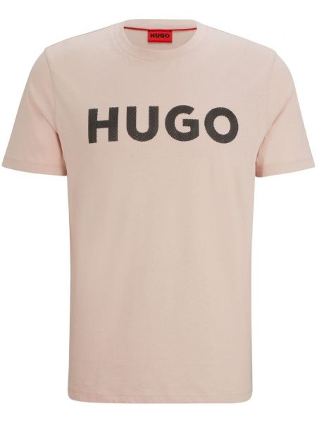 Βαμβακερή μπλούζα με σχέδιο Hugo ροζ