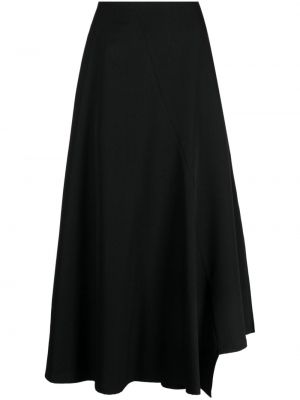 Plisované asymetrické vlněné sukně Y's černé