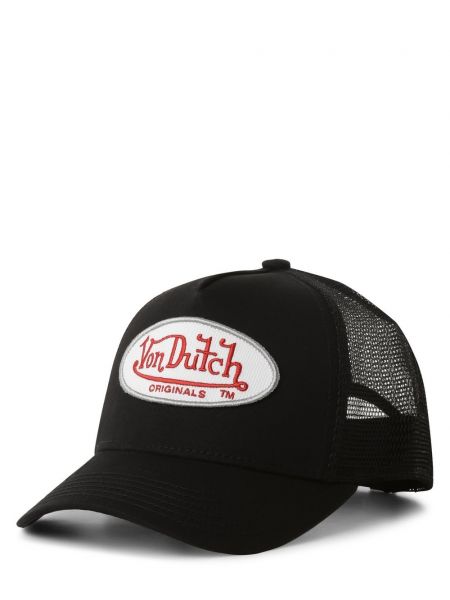 Czarna czapka z daszkiem bawełniana z nadrukiem Von Dutch