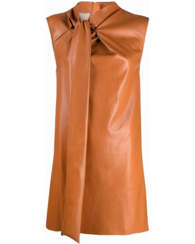 Vestido de cóctel ajustado de cuero Msgm marrón
