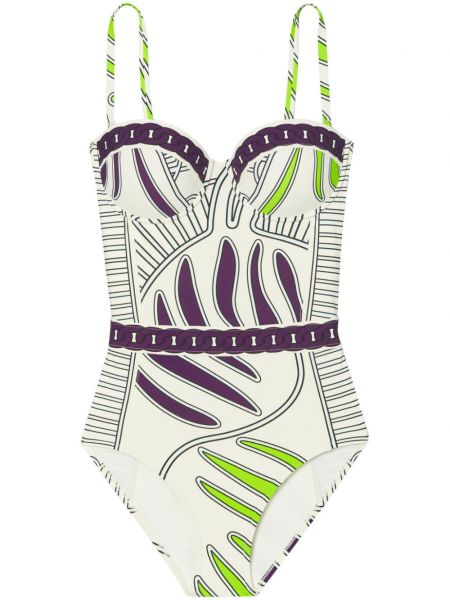 Maillot de bain à imprimé Tory Burch blanc