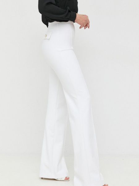 Elisabetta Franchi pantaloni femei, culoarea alb, lat, high waist