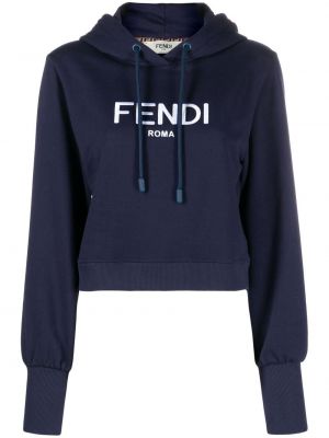 Raštuotas džemperis su gobtuvu Fendi mėlyna