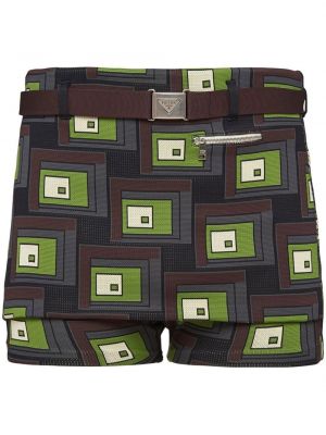 Jacquard abstrakt trykk trykt shorts Prada svart