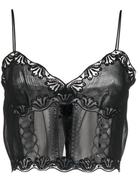 Bralette med broderi Alberta Ferretti svart