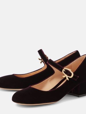 Pantofi cu toc de catifea Gianvito Rossi violet