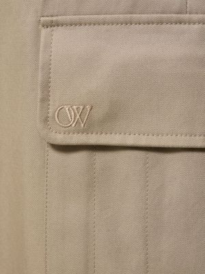 Памучни карго панталони бродирани Off-white бежово