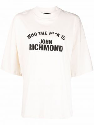Bavlnené tričko s potlačou John Richmond biela