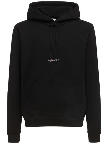 Sudadera con capucha de algodón Saint Laurent negro