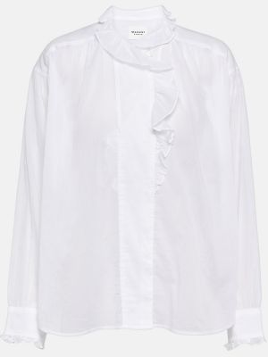 Bluză din bumbac cu volane Marant Etoile alb