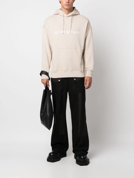 Bluza z kapturem bawełniana z nadrukiem Givenchy beżowa