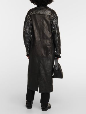 Kožený kabát Acne Studios černý