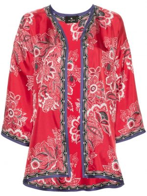 Svilena jakna s cvjetnim printom s printom Etro