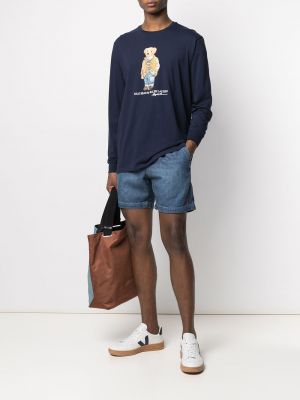 Shorts en jean brodeés Polo Ralph Lauren bleu