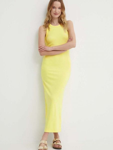 Sukienka długa dopasowana Tommy Hilfiger żółta