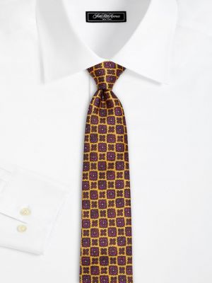 Шелковый галстук с абстрактным узором Kiton желтый