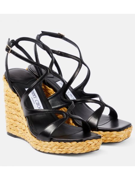 Alpargatas de cuero con cuña Jimmy Choo negro