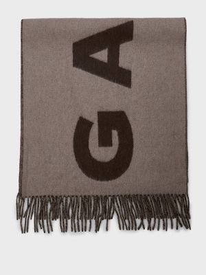 Жаккардовый шерстяной шарф Gant коричневый