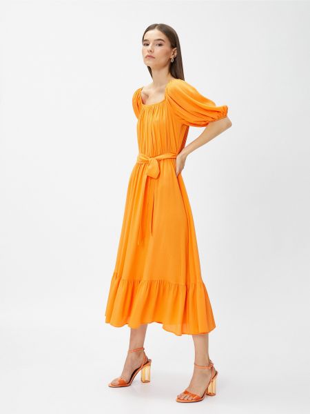 Оранжевое платье миди Koton