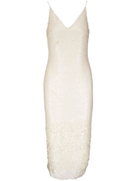 Koktejlkové šaty s perlami Veronica Beard biela
