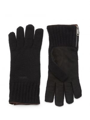 Haftowane rękawiczki z kaszmiru Zegna czarne