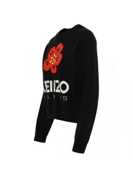 Шерстяной свитер в цветочек Kenzo черный