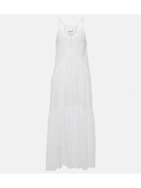 Vestido largo de algodón Marant Etoile blanco