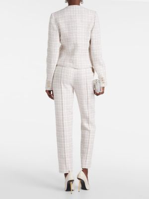 Veste en coton à imprimé en tweed Elie Saab blanc