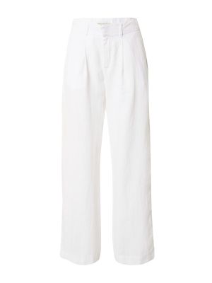 Ľanové nohavice s vysokým pásom na zips Gina Tricot - biela