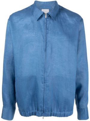 Lněná košile na zip Pt Torino modrá