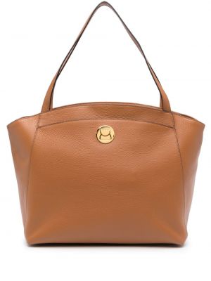 Kožená nákupná taška Coccinelle hnedá