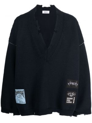 Вълнен пуловер с v-образно деколте Ambush синьо