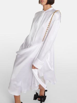 Jedwabna sukienka długa Loewe biała