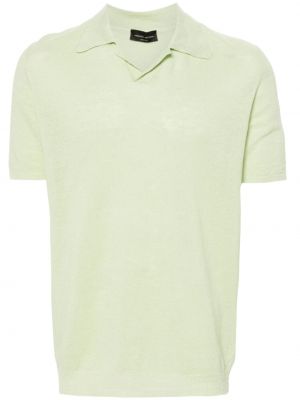 Megztas lininis polo marškinėliai Roberto Collina žalia