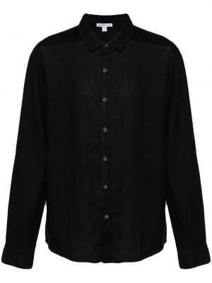 Λινό πουκάμισο James Perse μαύρο