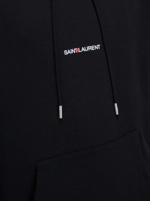 Памучен суичър с качулка Saint Laurent черно
