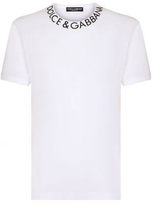 Памучна тениска с принт Dolce & Gabbana бяло