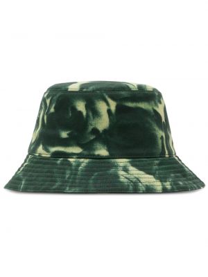 Bavlněný klobouk s potiskem s abstraktním vzorem Burberry zelený