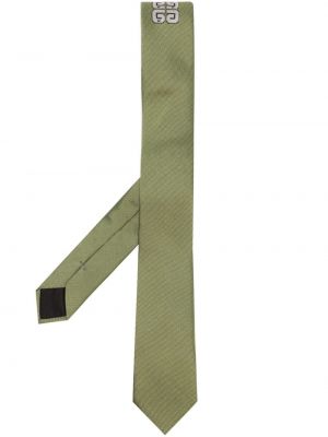 Jedwabny haftowany krawat Givenchy zielony