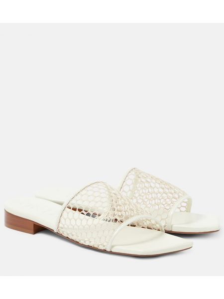 Slides di pelle in mesh Souliers Martinez bianco