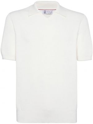Kokvilnas polo krekls bez papēžiem Brunello Cucinelli balts
