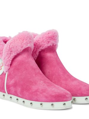 Semišové kotníkové boty Balmain růžové